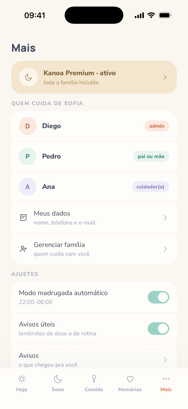 Família compartilhando os registros no Kanoa